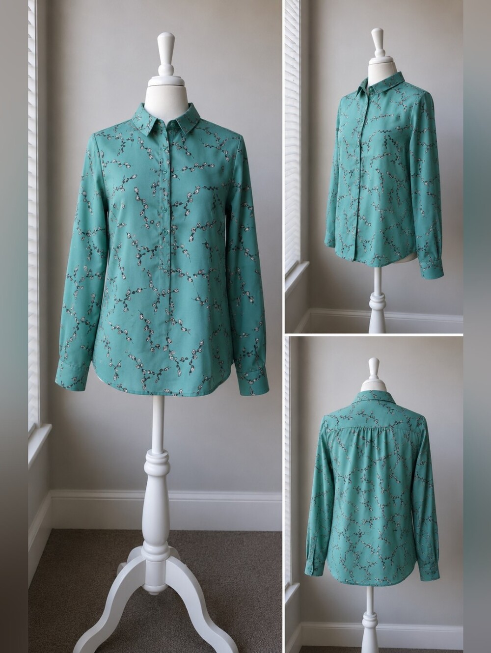 Ann Taylor Women’s Blouse – Size XS – Mint Green Print